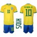 Brasilia Neymar Jr #10 Kopio Lastenvaatteet Koti Pelipaita Lasten MM-kisat 2022 Lyhyet Hihat (+ shortsit)